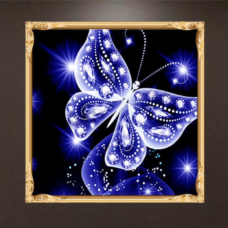 Butterfly Painting 5D Diamond Mosaic Embroidery DIY Cross Stitch Kit(Blue)