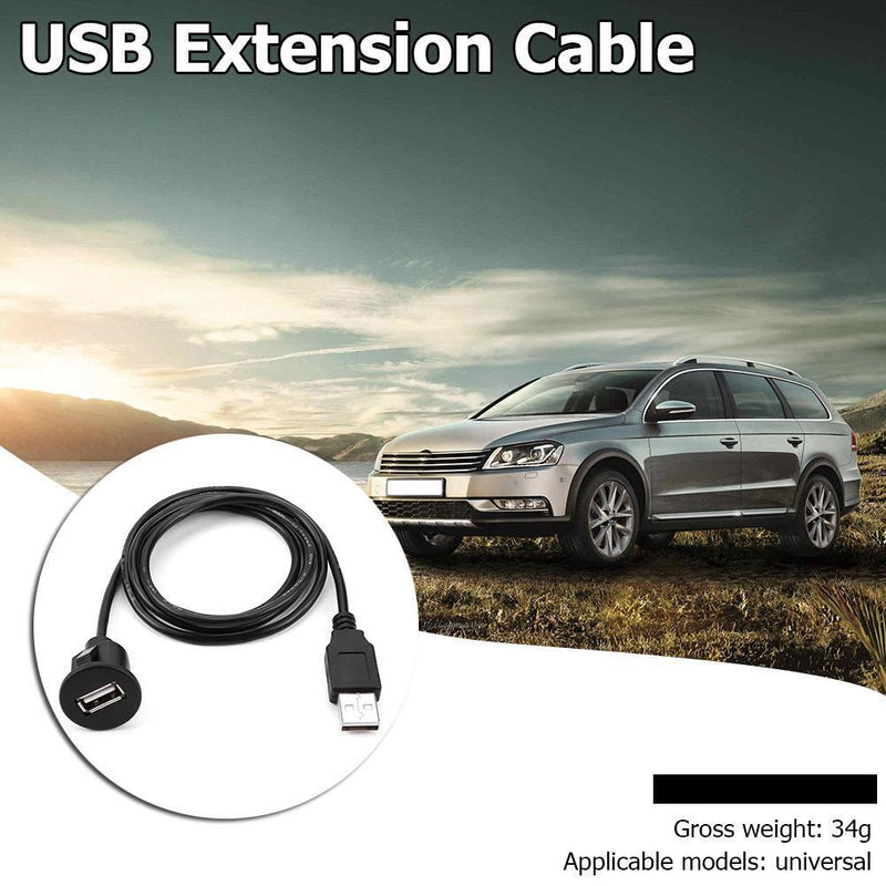 1m 3.28ft USB Male to Female Cable Extension Car Dash Mounting Universal Panel