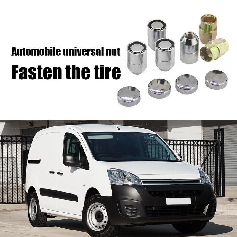 4pcs M12x1.5 12mmx1.25 Anti Theft Lug Nuts Universal Wheel Nuts + 2 Keys Se