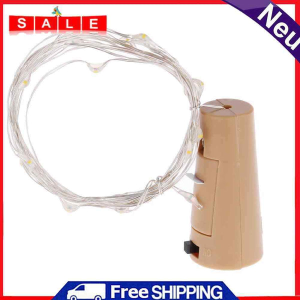 2m Battery Powered Copper Wire Wine Cork 15LED Light Chain (White)