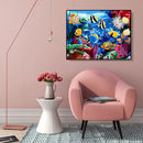 Painting By Numbers Kit DIY Ocean Fish Hand Painted Canvas Oil Art Picture