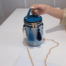 Tassel Shoulder Handbags Leather Weaving Ethnic Women Small Crossbody Bucket Bag