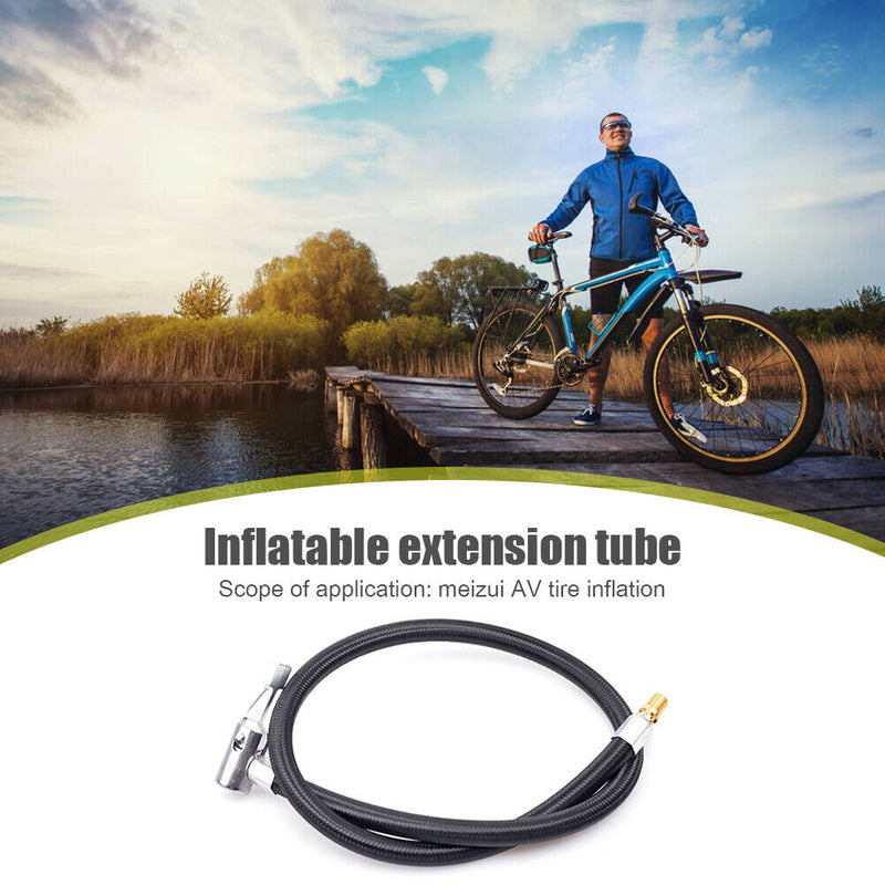 Motorcycle Bike Tyre Inflator Hose Air Pump Extension Tube Adapter (60cm) Newly