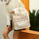 Women Linen Handbag Large Capacity Summer Beach Female Tassel Daily Shoulder Bag