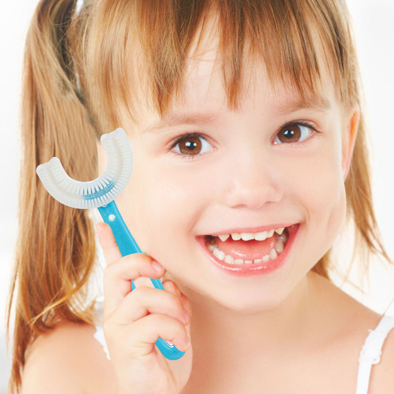 Kids U-Shaped Toothbrush Silicone 360 Degree Oral Care Cleaning Tool for Ki