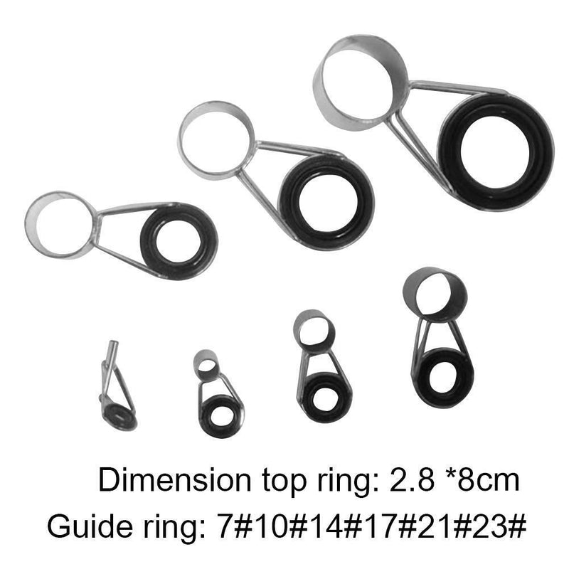 7pcs Fishing Rod Guide Top Ring Circle Pole Repair Kit Line Guides Eyes Set
