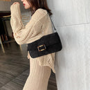 Corduroy Retro Women Shoulder Bag Pure Color Totes Elegant Travel Handbag Purse