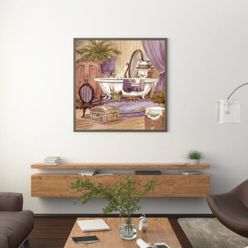 5D DIY Diamond Painting Kits Full Square Drill Indoor Bathtub Wall Picture Decor