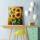 Painting By Numbers Kit DIY Sun Flowers Hand Painted Canvas Oil Art Picture