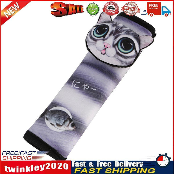 Cartoon Animal Car Seat Belt Cover Seatbelt Shoulder Pad (Cat w/ Big Eyes) Newly