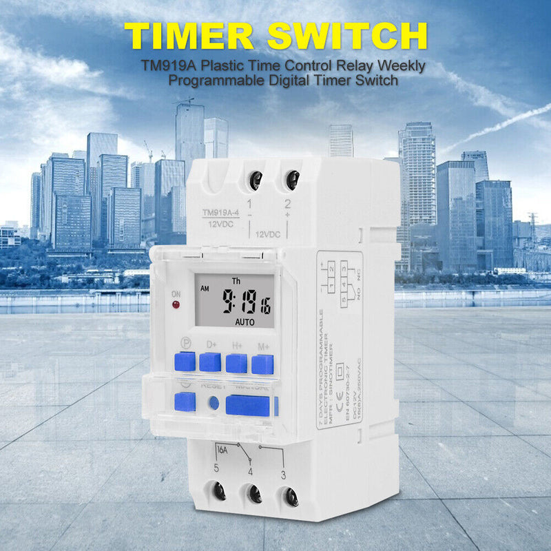 TM919A-4 Time Control Relay Weekly Programmable Digital Timer Switch (12V)