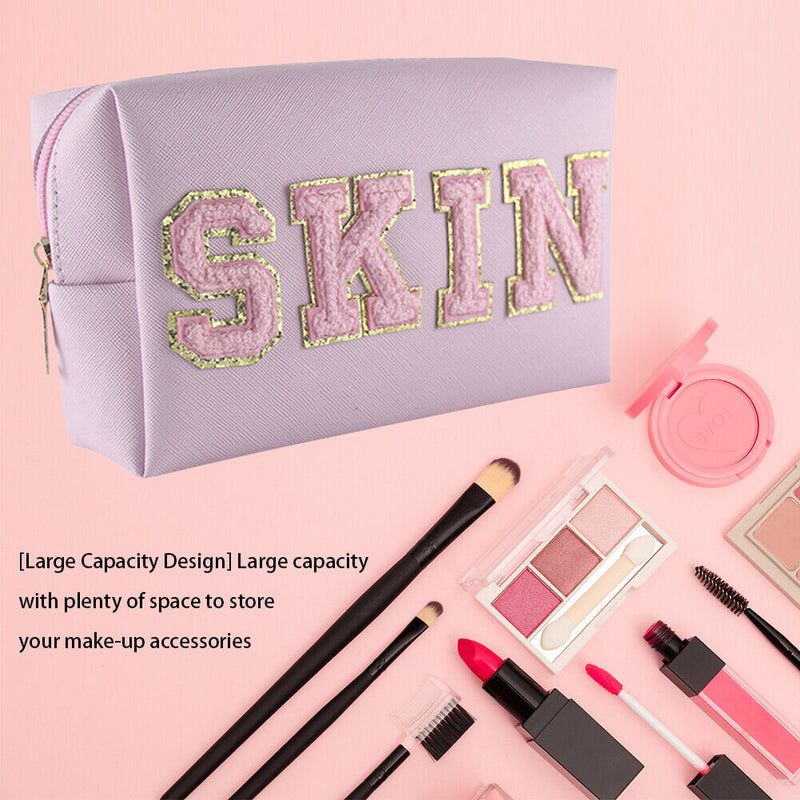 Cosmetic Bag Pu Leather Makeup Pouch Portable Travel Organizer Zipper for Travel