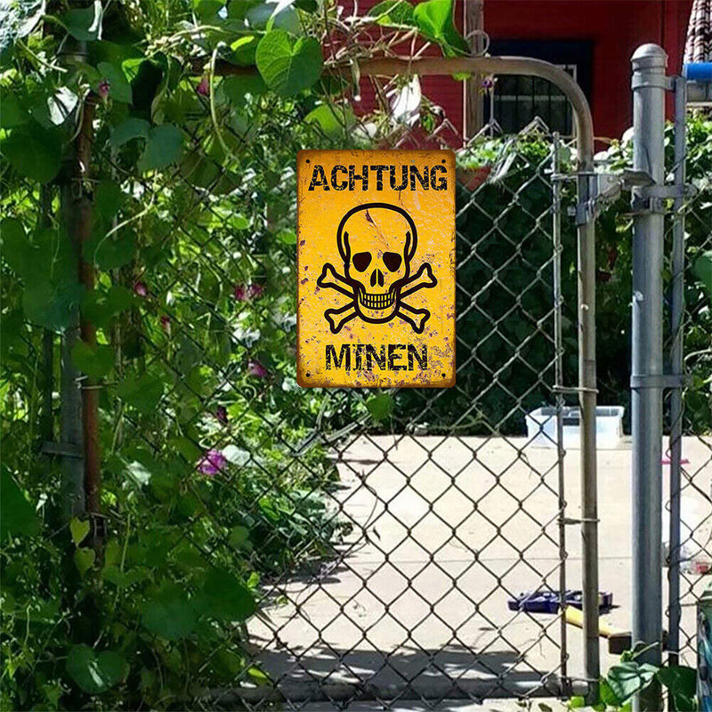 Attention Mines Metal Tin Sign Plaque for Bar Pub Club Cafe Decorative Iron Paint