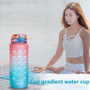 1000ml Sports Water Bottle Time Marker Outdoor Portable Cups (Red Lid) Newly