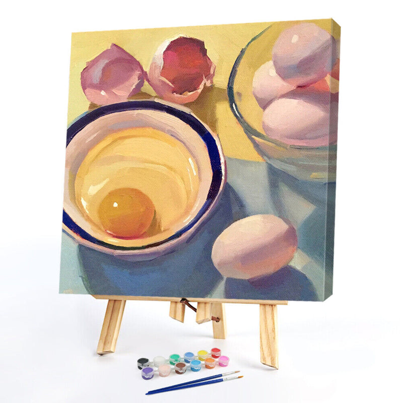 Eggs in Bowl Kit Colouring Oil Canvas Pictures DIY Hand Painted Paint By Numbers