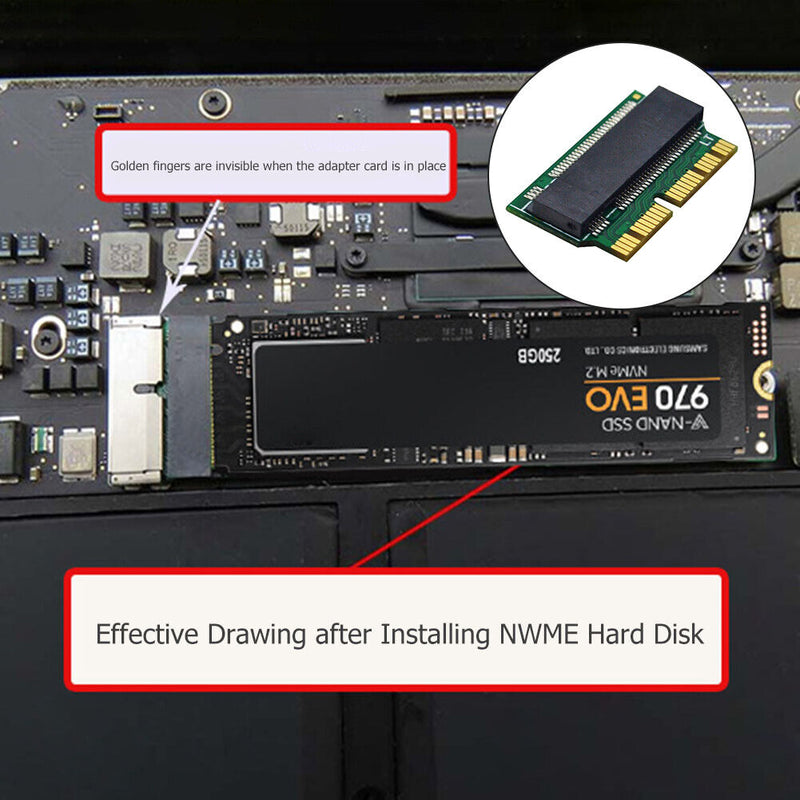 M.2 NGFF PCIe X4 AHCI SSD Adapter Card for Macbook Air Pro Retina 2013 2014 2015