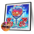 5D Wine Glass Sunset Diamond Painting Partial Special Shaped Wall Decor