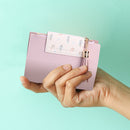 Tassels Women Short Wallet PU Leather Clutch Card Bag Female Purse (Purple)