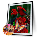 5D Full Round Drill Drawing Picture Parrot Rose Diamond Painting Room Decoration
