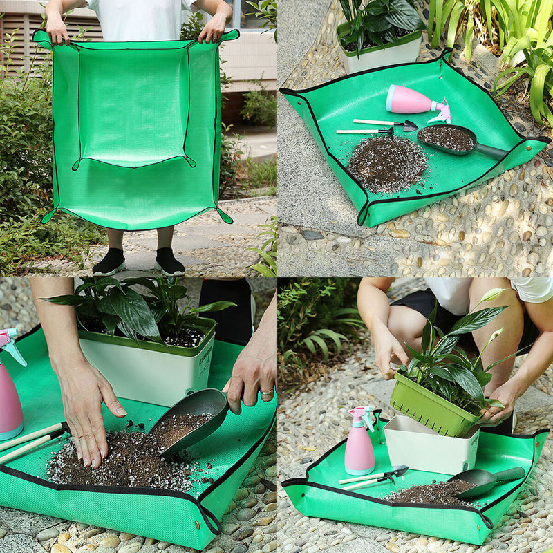 Plant Repotting Mat Waterproof Foldable Planting Pot Pad (Green 100x100cm) Newly