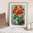 Full Cross Stitch 11CT Cotton Thread DIY Red Flower Printed Embroidery Kits
