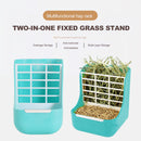 Two-In-One Plastic Rabbit Food Bowl Hay Grass Rack Small Animals Feeding Ra