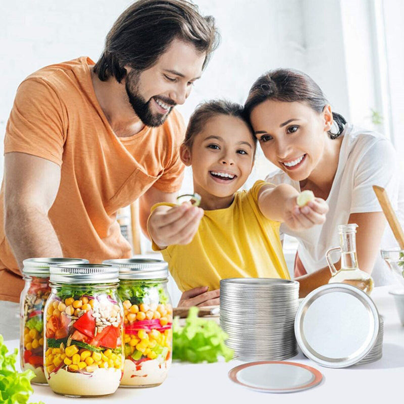 Metal Mason Jar Lids-Food Grade Airtight Silicone Seal Regular Mouth Can Lids