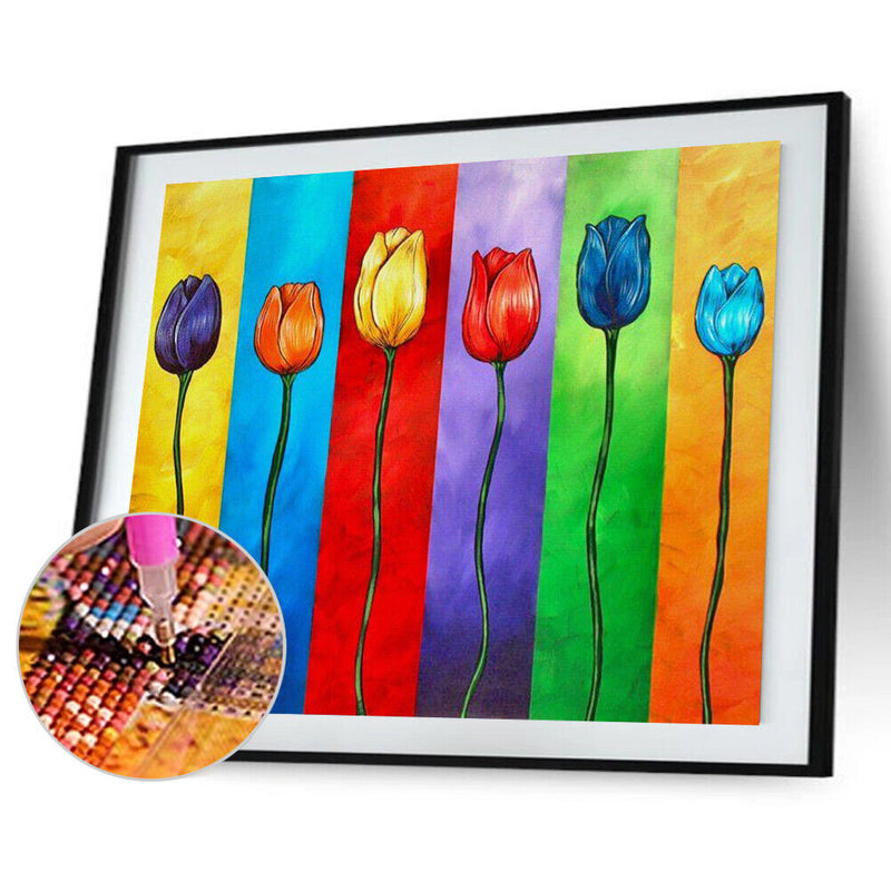 Full Round Diamond Painting Colorful Tulips DIY Handmade Wall Art Craft Gifts