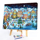 Frameless Painting By Number Christmas Snow Scene DIY Handmade Drawing On C