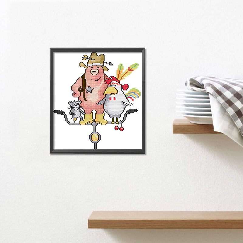 Partial Cross Stitch Animals Friends 14CT DIY Printed Needlework Home Decoration