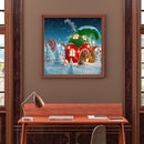 Hand Painted on Canvas DIY Christmas Cottage Oil Paint By Numbers Drawing Kit
