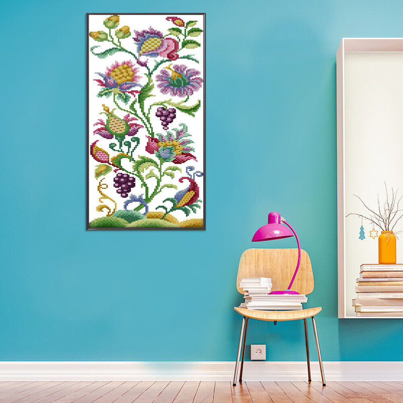 14CT Partial Cross Stitch Fruits Flower Counted DIY Home Decoration Crafts Gifts