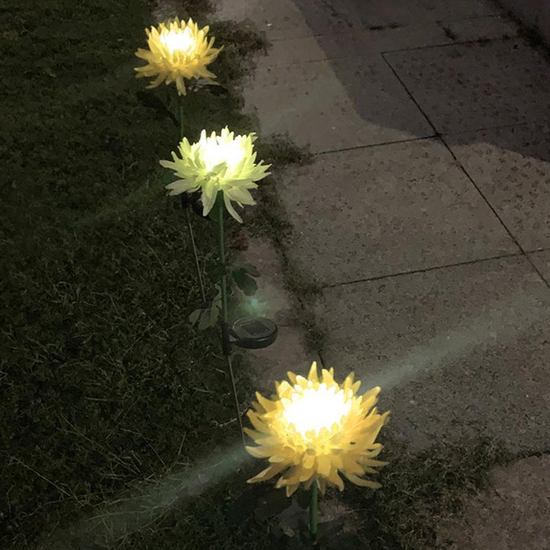 4pcs LED Solar Light Chrysanthemum Lawn Stake Lamps Garden Decor