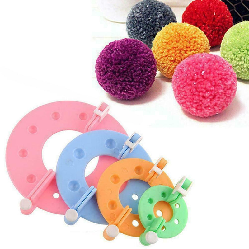 Pompom Maker 4-size Pom Poms Bobble Maker Kit Knitting Tool Ball 8pc Crafts H2I3