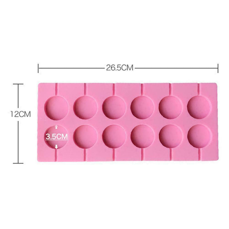 12 Round shape Baking Silicone Lollipop Mold Tray Candy Chocolate Sweet W3Y1