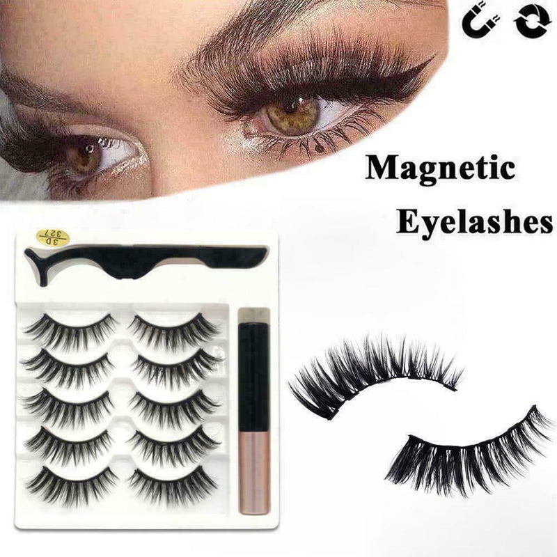 5 Pairs Reusable 5 Magnetic Eyelashes Magnetic Eyeliner G9X5 Lashes and S9F2