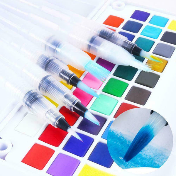 6pcs Water Color Brush Refillable Pen Watercolor Color Art Drawing Supply V0D2