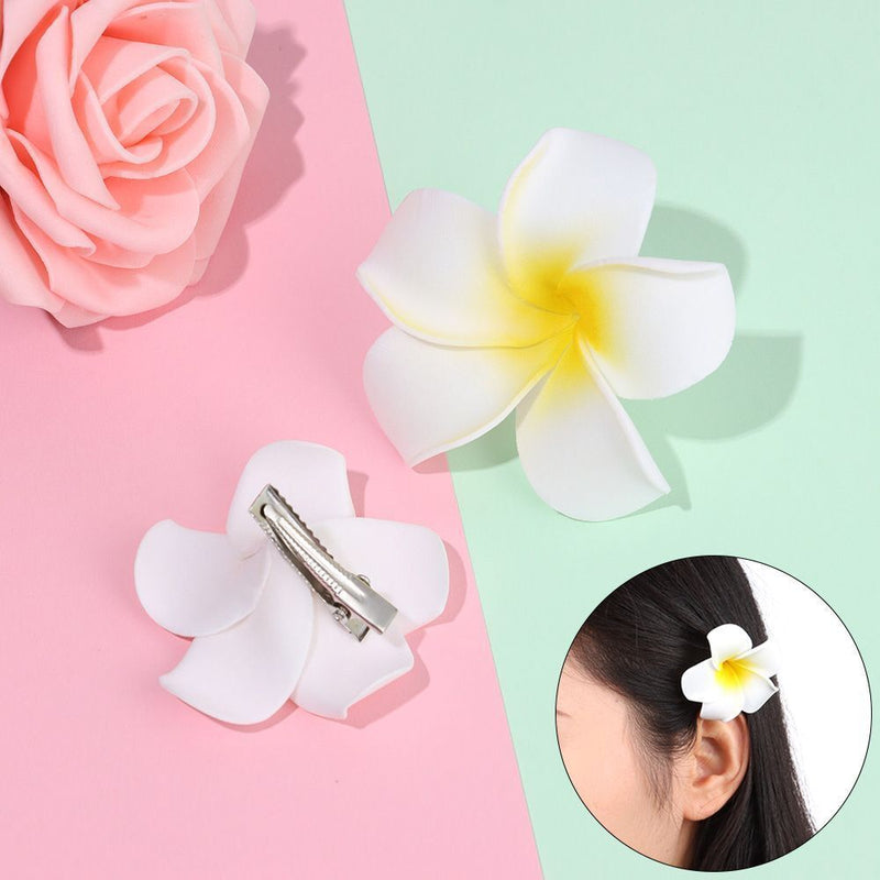 Women Girl Simulation White Plumeria Hairpin Beach Seaside Hair Clip Flower