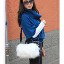 White Women Pretty Cute Faux Rabbit Fur Handbag Shoulder Messenger Bag Tote