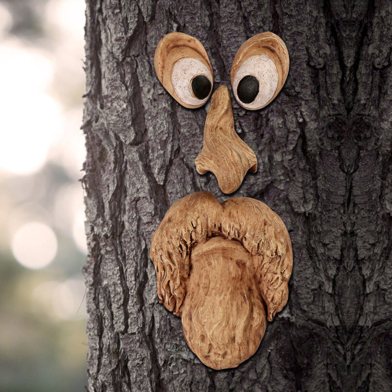Old Man Tree Face Hugger, Funny Bark Facial Features Art Decor for Yard, Ga