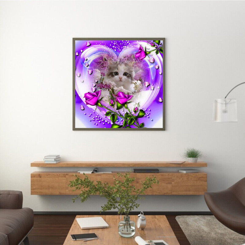 Oil Paint By Numbers Picture DIY Painting Rose Cat Painting Kit Acrylic Paint