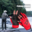 3-Finger Cut Unisex Arrow Fishing Gloves Non-Slip Angling Gloves (Red) Newly