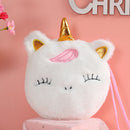 Kids Plush Cartoon Licorne Handbag Zipper Mini Casual Crossbody Bag (White)
