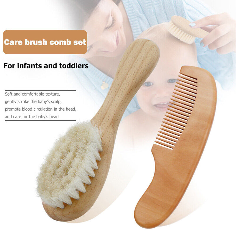 2Pcs Baby Shampoo Bath Brush Bath Rub Toiletries Comb Care Set Wool Brush