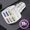 #A 6 in 1 75W 15A QC 3.0 USB Car Chargers Fast Charging Adapter for Mobile Phone