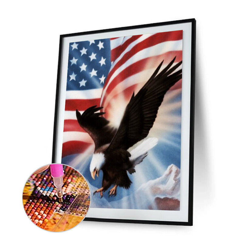 5D DIY Full Round Drill Diamond Painting Flag Eagle Animals Decor Art Handmade