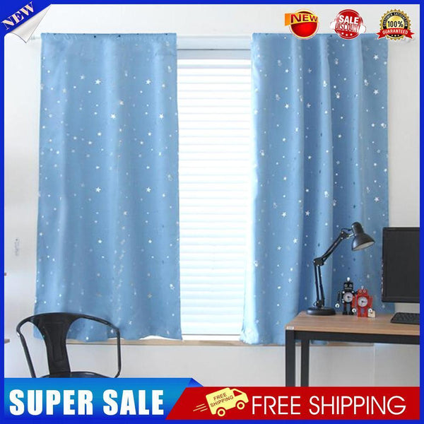 4pcs 100 X 130 cm Stars Blackout Curtain Living Room(Blue)