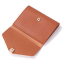 Retro Leather Solid Color Trifold Short Wallet Women Card Holder (Coffee)