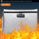 Fireproof Document Bag with Lock - Waterproof Storage Zip Pouch for A4 (Sil