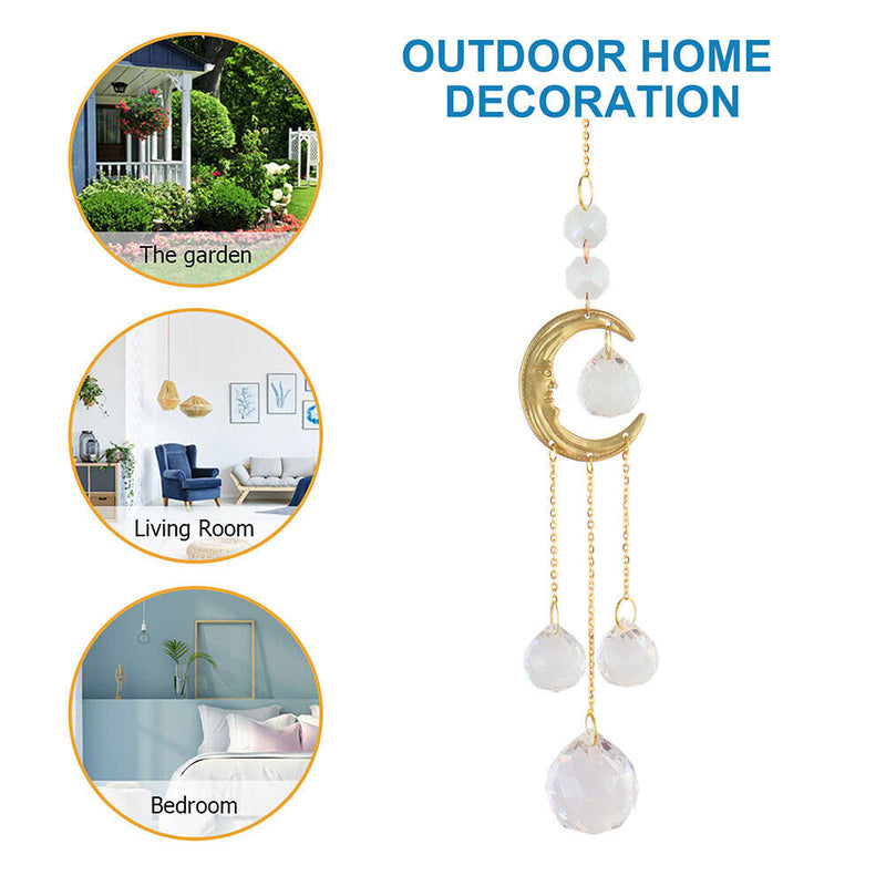 #A Wind Chime Crystal Ornament Diamond Pipa Moon Prism Windbell Pendant Jewelry